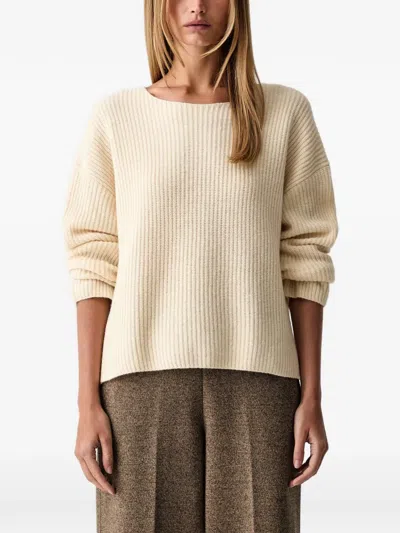 Marc O'polo Ribbed Boat-neck Sweater In Neutral