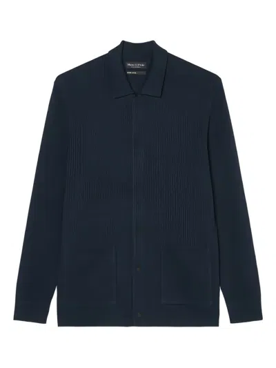 Marc O'polo Ribbed Button-up Cardigan In Blue
