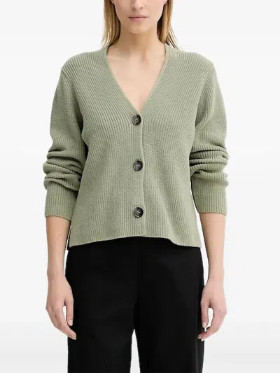 Marc O'polo Ribbed Cardigan In Green