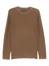 Marc O'polo Ribbed Crew-neck Jumper In Brown