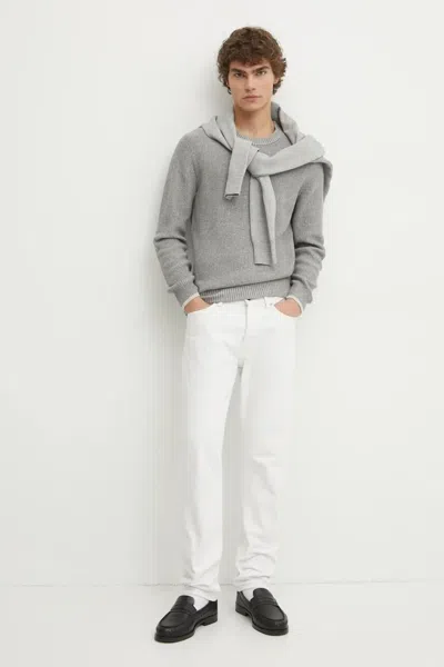 Marc O'polo Ribbed Crew-neck Jumper In Gray