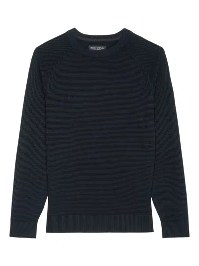 Marc O'polo Ribbed Crew-neck Sweater In Black