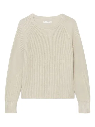 Marc O'polo Ribbed Crew-neck Jumper In Neutral
