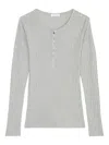 Marc O'polo Ribbed Henley Top In Gray
