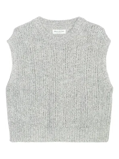 Marc O'polo Ribbed-knit Sleeveless Sweater In Gray