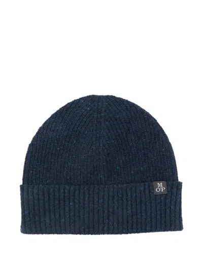 Marc O'polo Ribbed Logo-patch Hat In Blue