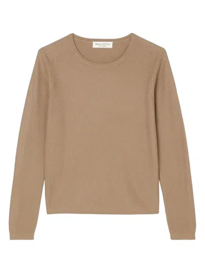 Marc O'polo Ribbed Long-sleeve Sweater In Brown