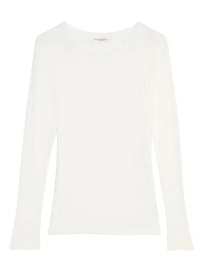 Marc O'polo Ribbed Long-sleeve Top In White