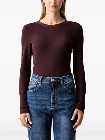 Marc O'polo Ribbed Long-sleeve T-shirt In Burgundy