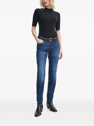 Marc O'polo Ribbed Mock-neck Top In Black