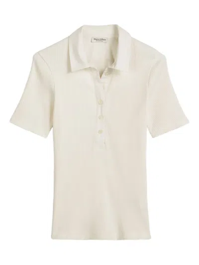 Marc O'polo Ribbed Polo Top In Neutral