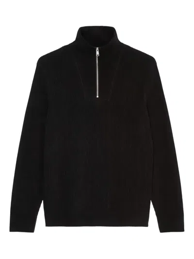 Marc O'polo Ribbed Quarter-zip Sweater In Black