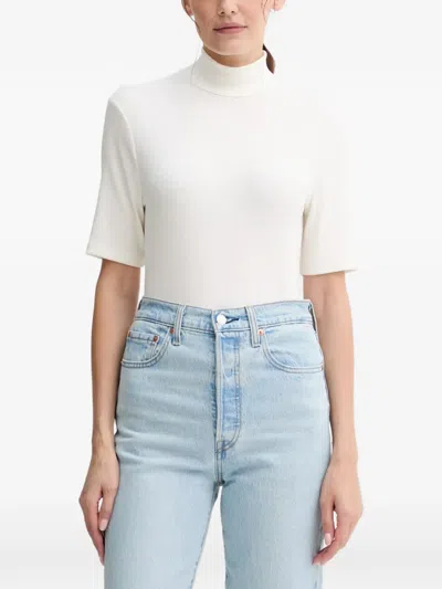 Marc O'polo Ribbed Roll-neck Top In White