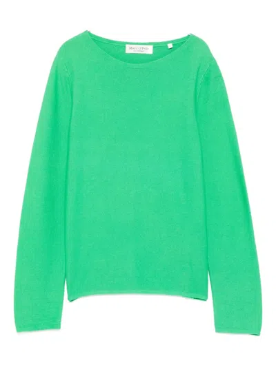Marc O'polo Ribbed Round-neck Top In Green