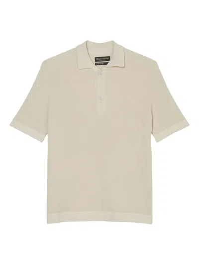 Marc O'polo Ribbed Short-sleeve Polo Shirt In Neutral
