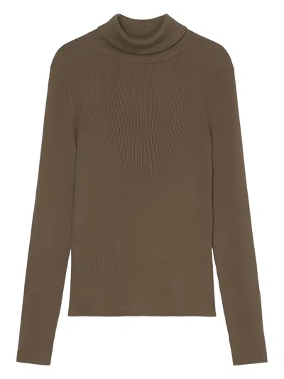 Marc O'polo Ribbed Turtleneck Top In Green