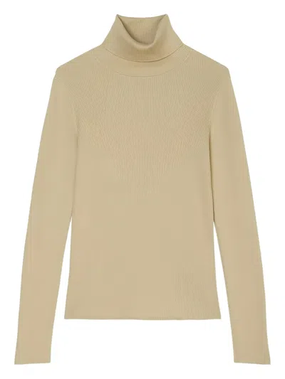 Marc O'polo Ribbed Turtleneck Top In Brown