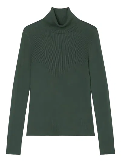 Marc O'polo Ribbed Turtleneck Top In Green