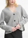 Marc O'polo Ribbed V-neck Cardigan In Gray