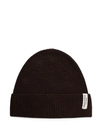 Marc O'polo Ribbed-knit Beanie Hat In Brown