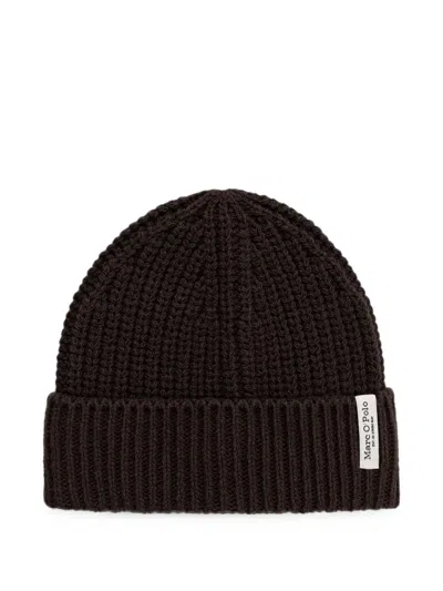 Marc O'polo Ribbed-knit Beanie Hat In Brown