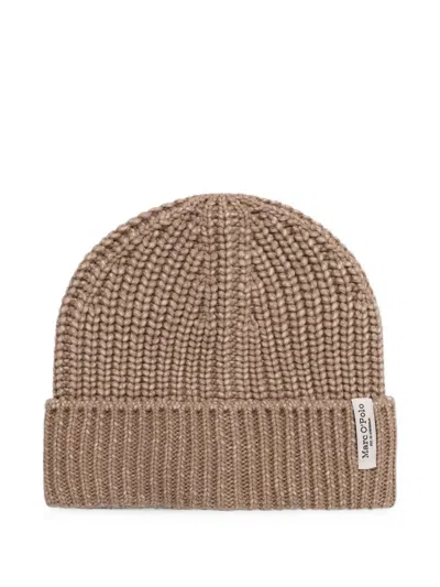 Marc O'polo Ribbed-knit Beanie Hat In Brown