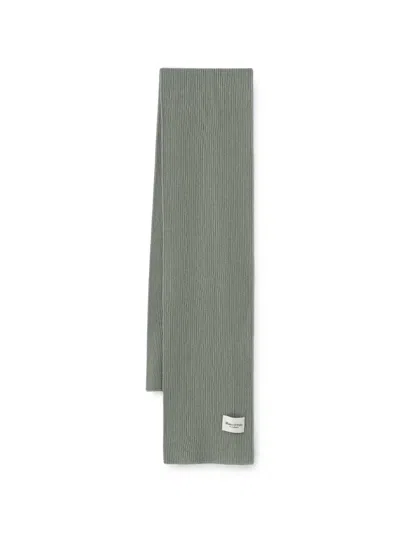 Marc O'polo Ribbed-knit Cotton Scarf In Green
