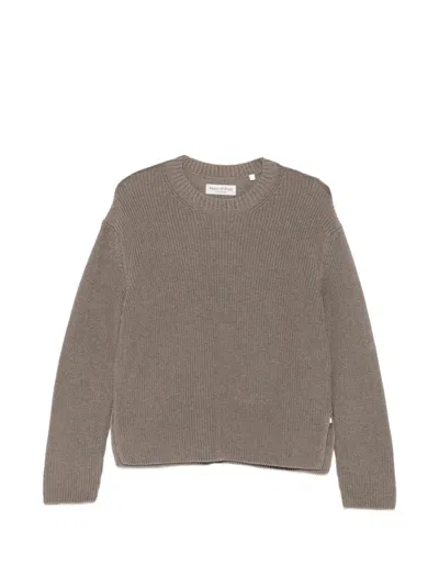 Marc O'polo Ribbed-knit Crew-neck Sweater In Gray