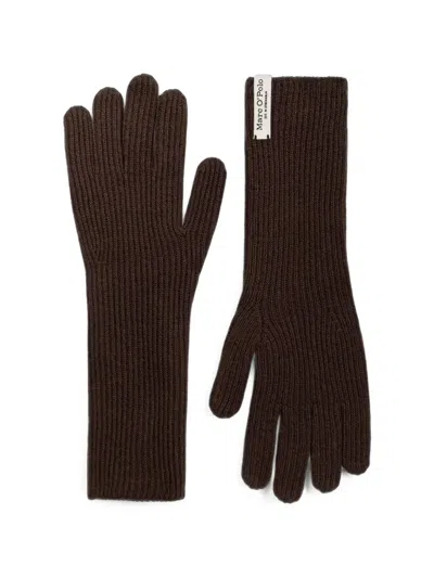 Marc O'polo Ribbed-knit Gloves In Brown