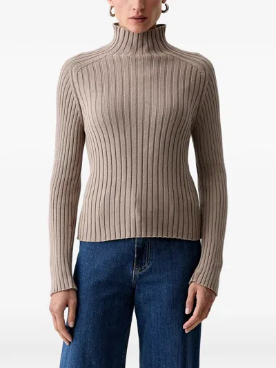 Marc O'polo Ribbed-knit High-neck Sweater In Neutral