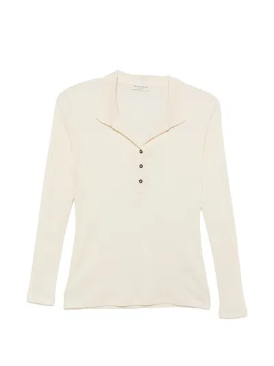 Marc O'polo Ribbed-knit Long-sleeve Polo Shirt In Neutral