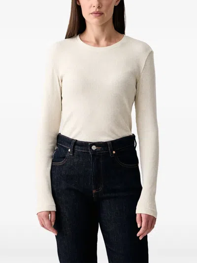 Marc O'polo Ribbed-knit Long-sleeve Top In Neutral