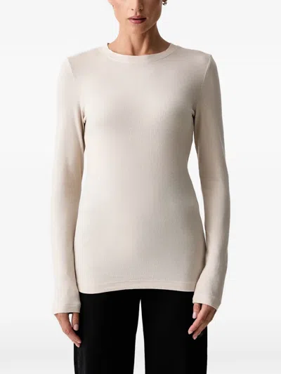 Marc O'polo Ribbed-knit Long-sleeve T-shirt In Neutrals