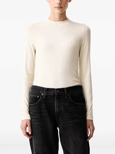 Marc O'polo Ribbed-knit Long-sleeve T-shirt In Neutral