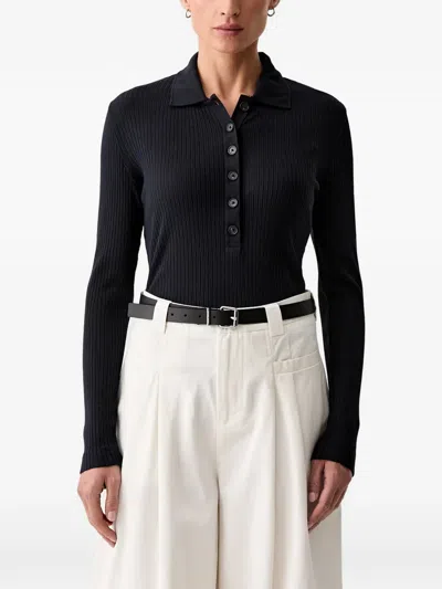 Marc O'polo Ribbed-knit Polo Shirt In Blue