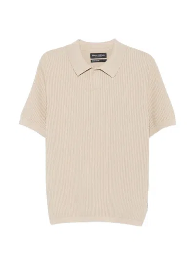 Marc O'polo Ribbed-knit Polo Shirt In Neutral