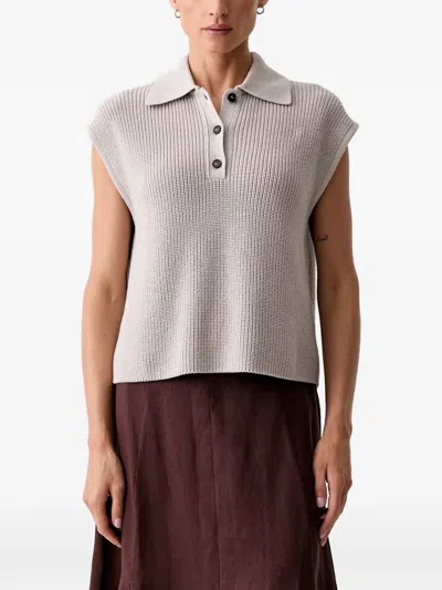 Marc O'polo Ribbed-knit Polo Shirt In Neutral
