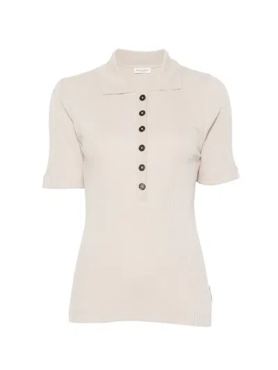 Marc O'polo Ribbed-knit Polo Top In Neutral