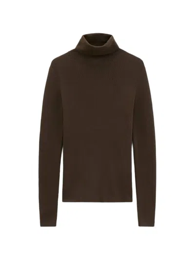 Marc O'polo Ribbed-knit Roll-neck Sweater In Brown