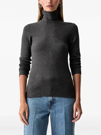 Marc O'polo Ribbed-knit Roll-neck Top In Black