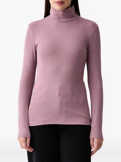 Marc O'polo Ribbed-knit Roll-neck Top In Pink