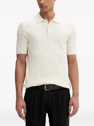 Marc O'polo Ribbed-knit Short-sleeve Polo Shirt In Yellow