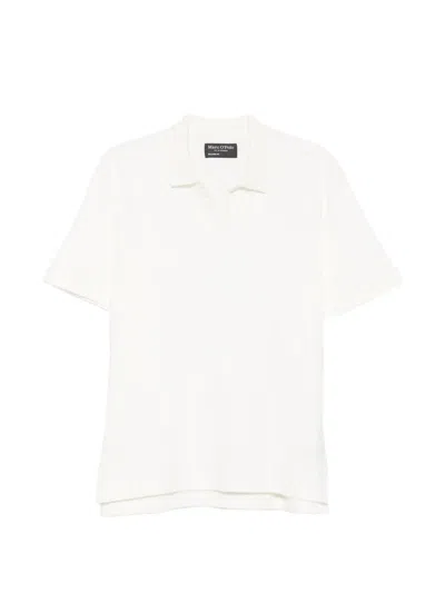 Marc O'polo Ribbed-knit Short-sleeve Top In White