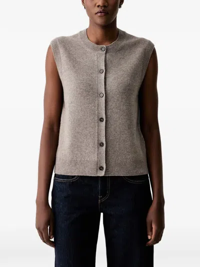 Marc O'polo Ribbed-knit Sleeveless Vest In Grey