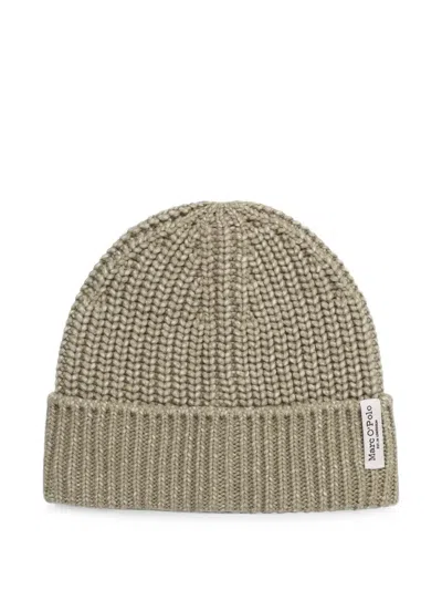 Marc O'polo Ribbed-knit Turn-up Brim Beanie Hat In Gray