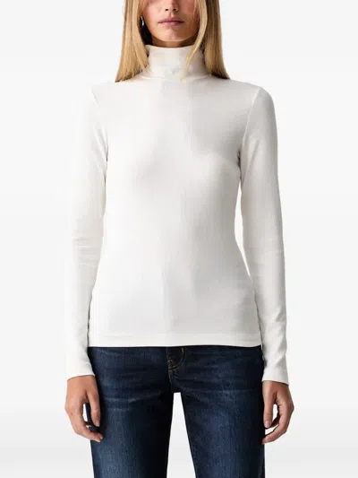 Marc O'polo Ribbed-knit Turtleneck Top In White