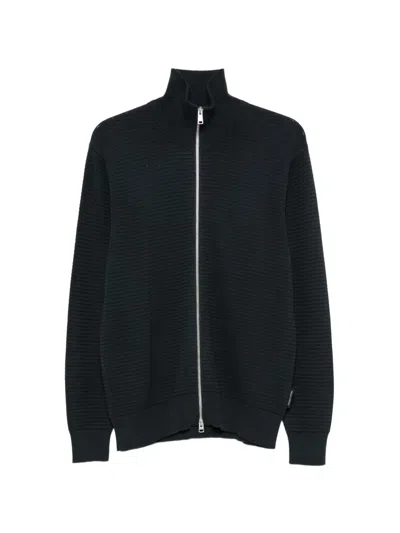 Marc O'polo Ribbed-knit Zip-up Cardigan In Blue