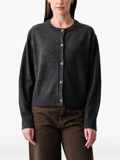 Marc O'polo Ribbed-trim Button-up Cardigan In Grey