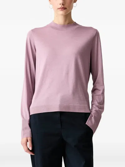 Marc O'polo Ribbed-trim Mock-neck Sweater In Pink