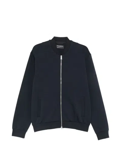 Marc O'polo Ribbed-trim Zip-up Sweatshirt In Blue